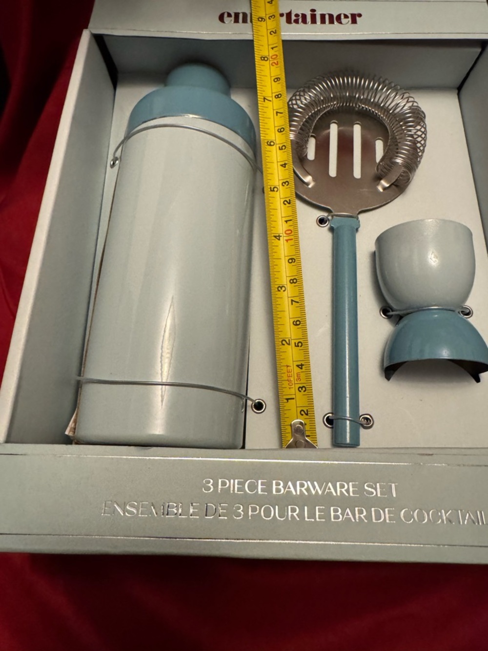 NIB - Entertainer 3-Piece Cocktail Barware Set in Pale Blue - Picture 2 of 3